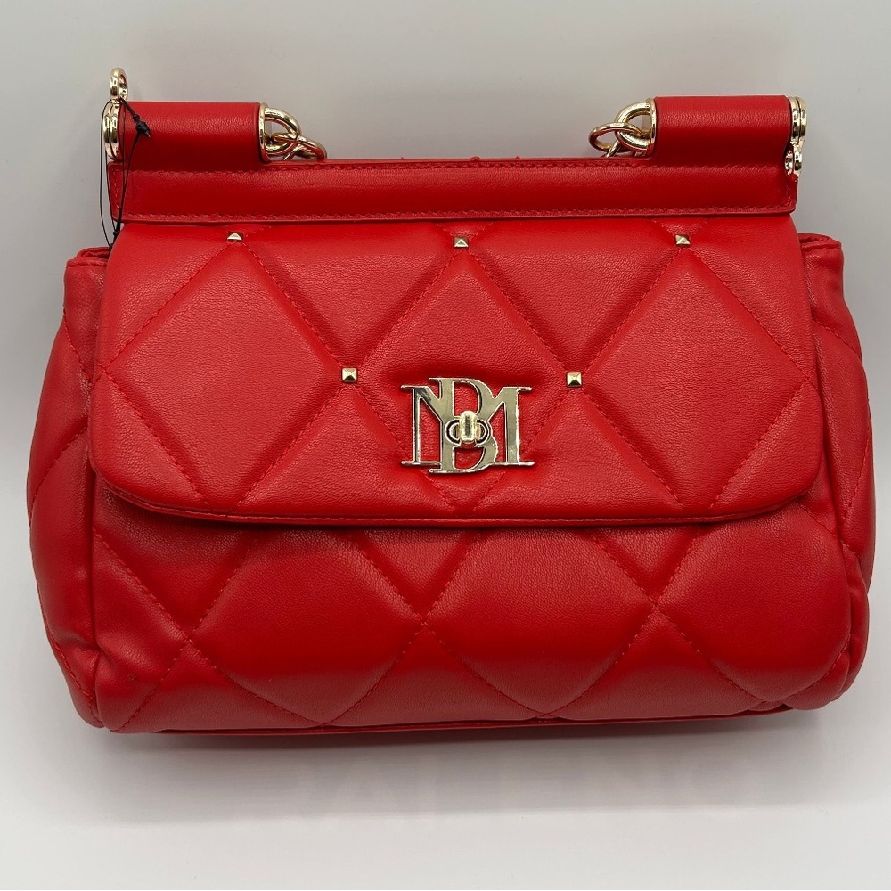 Badgley Mischka Red Quilted Shoulder Bag